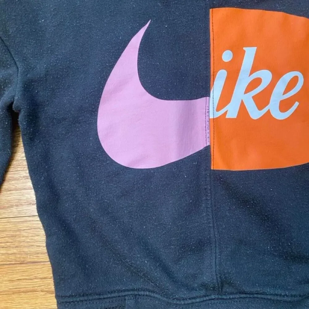 Nike Toddler Hoodie 2T Black Colorblock Split Swoosh Pullover Unisex Kids